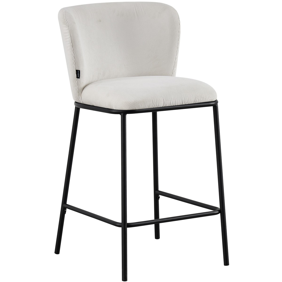 Lot de 2 tabourets de bar en velours côtelé, piètement noir - TOMA beige, HOMIFAB