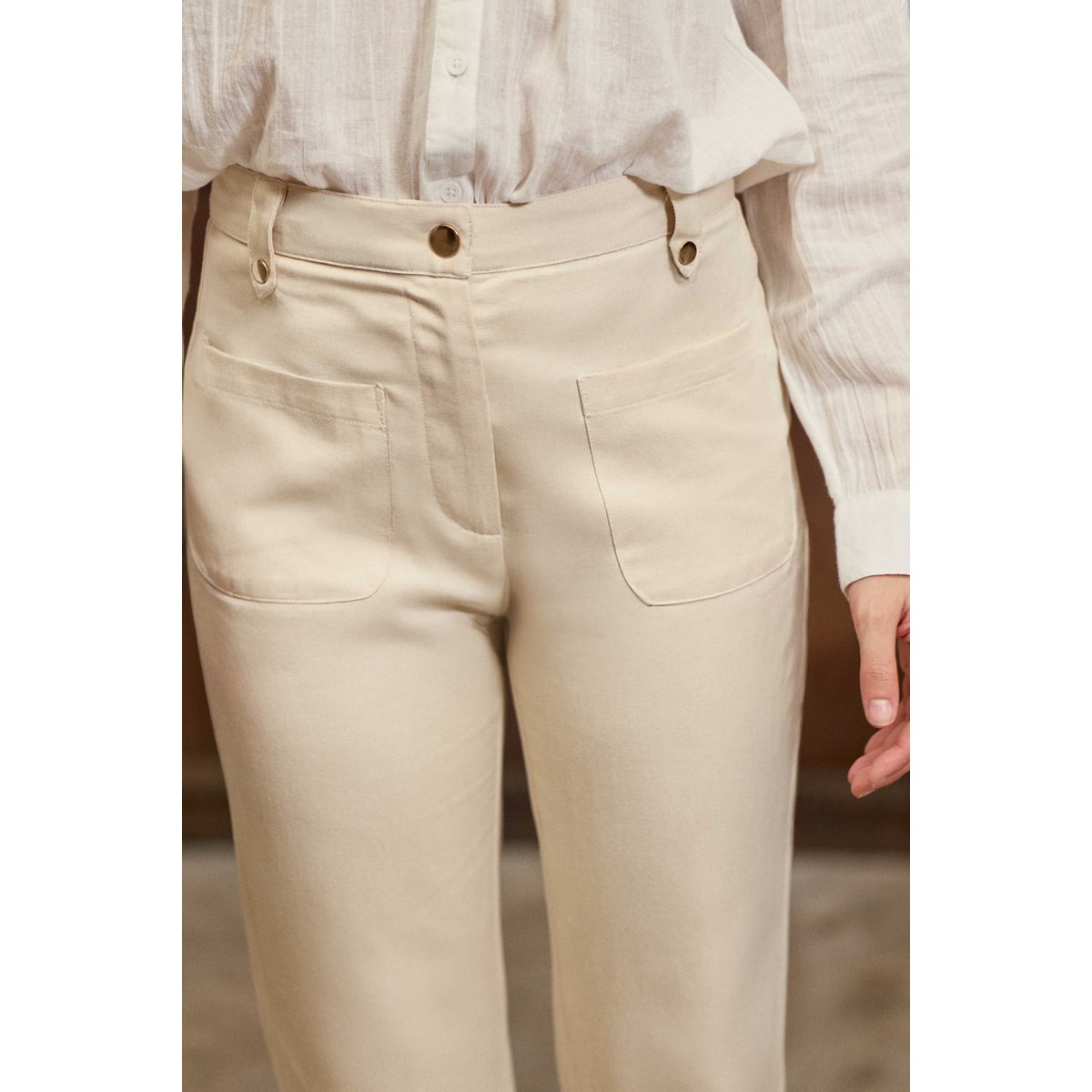 Pantalon flare uni PHINA 13-beige clair, LA PETITE ETOILE