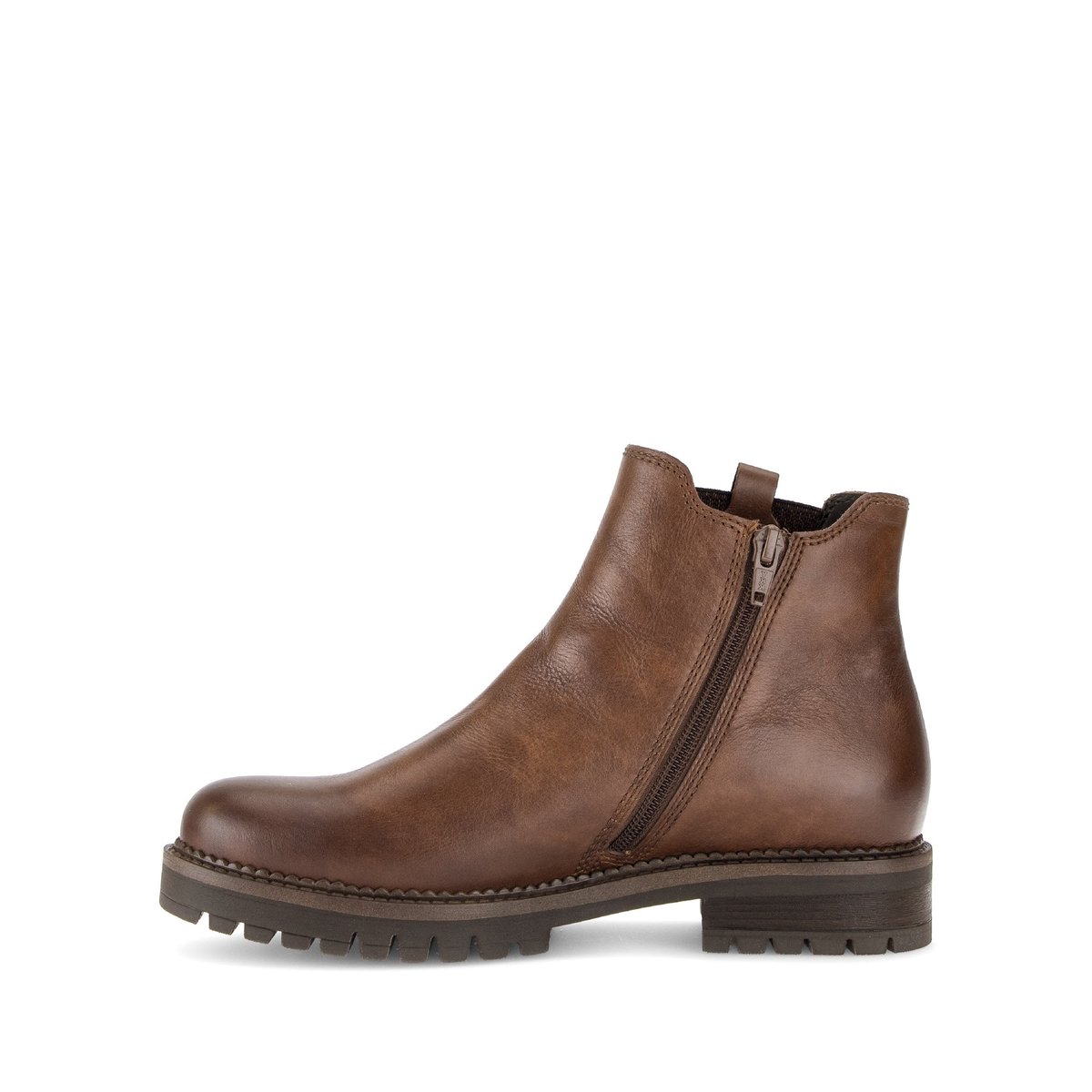 Bottines en cuir lisse à talon décroché cognac, GABOR