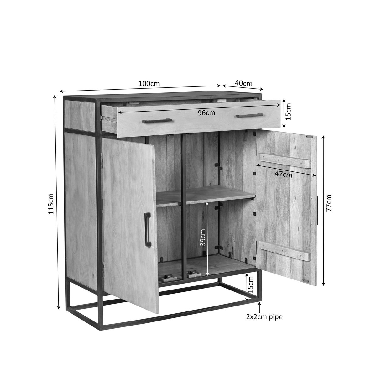 Petit meuble d'entrée en bois clair 2 portes RIVANO bois naturel, PIER IMPORT