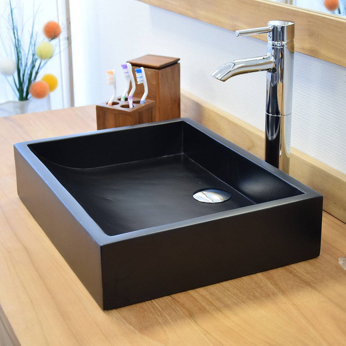 Vasque effet béton Coreal noir, OCEAN LINE