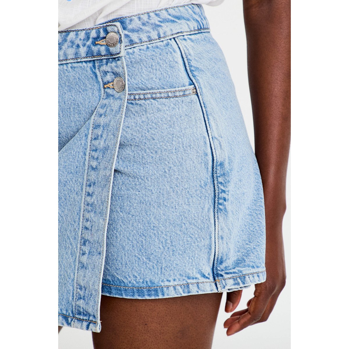 Jupe-short trapèze en jean denim triple stone, CACHE CACHE