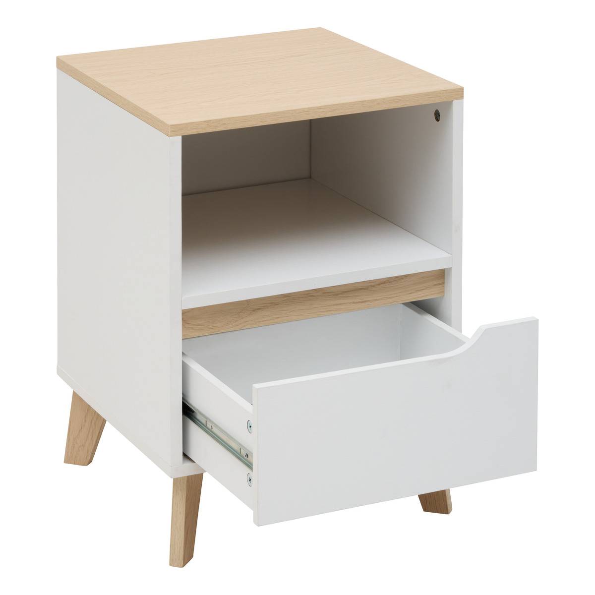Table de chevet carrée avec tiroir LUMA blanc, 5FIVE SIMPLY SMART