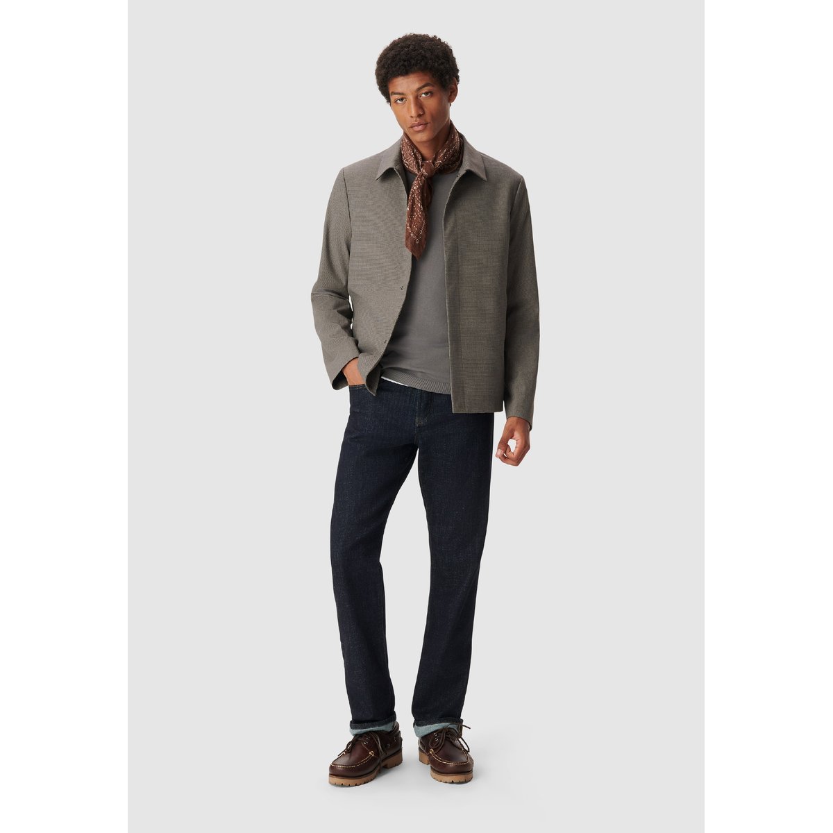 Veste de costume motif pied-de-puce marron havane, IKKS