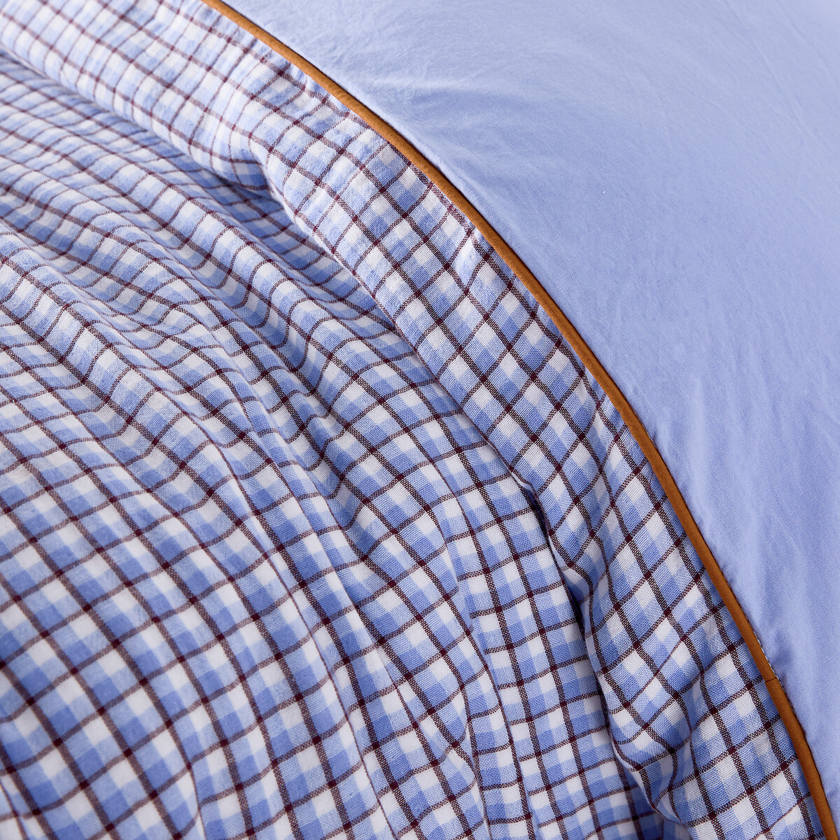 Ninon Duvet Cover in Washed Cotton/Cotton Muslin blue gingham check, LA REDOUTE INTERIEURS