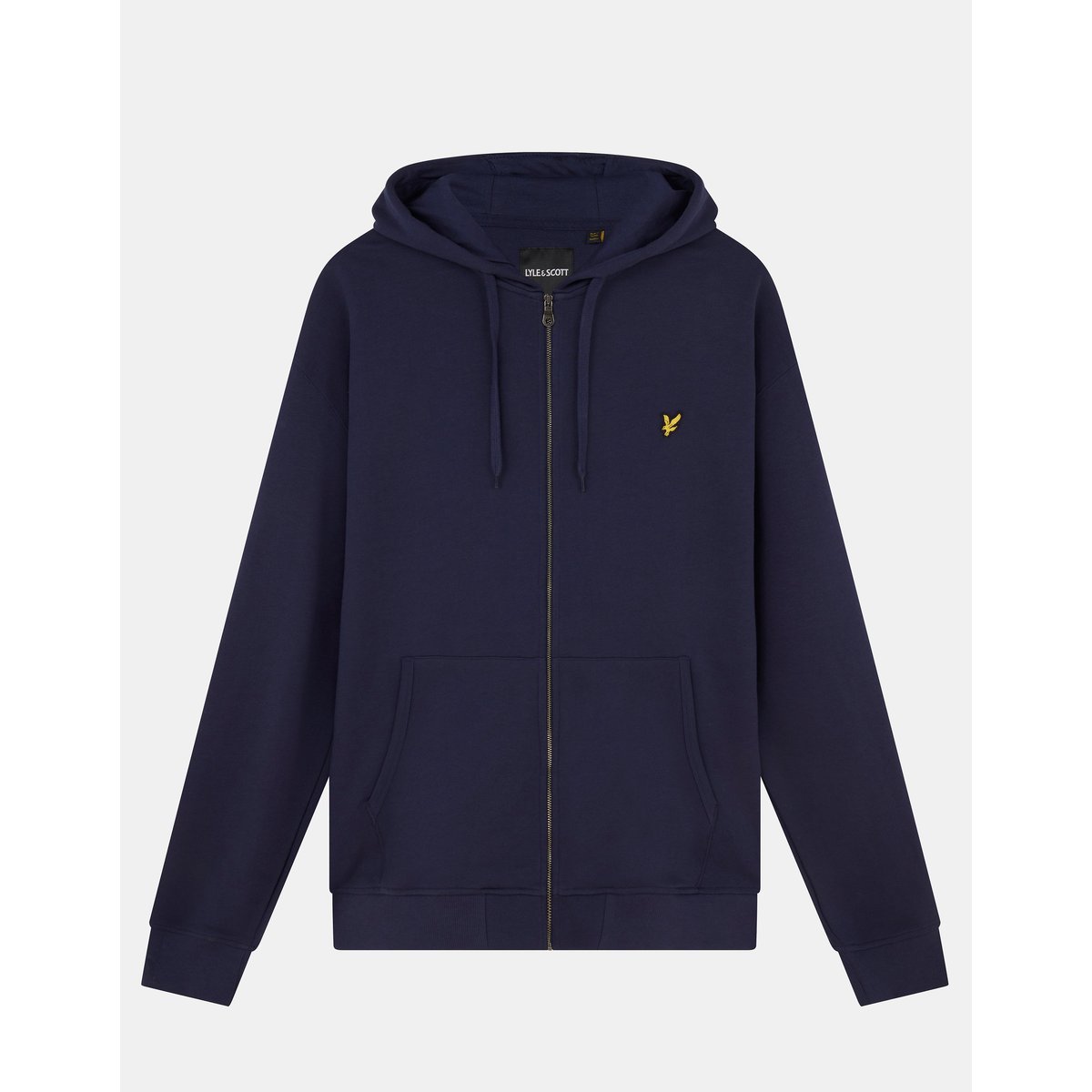 Sweat à capuche zippé en coton loopback bleu marine, LYLE & SCOTT