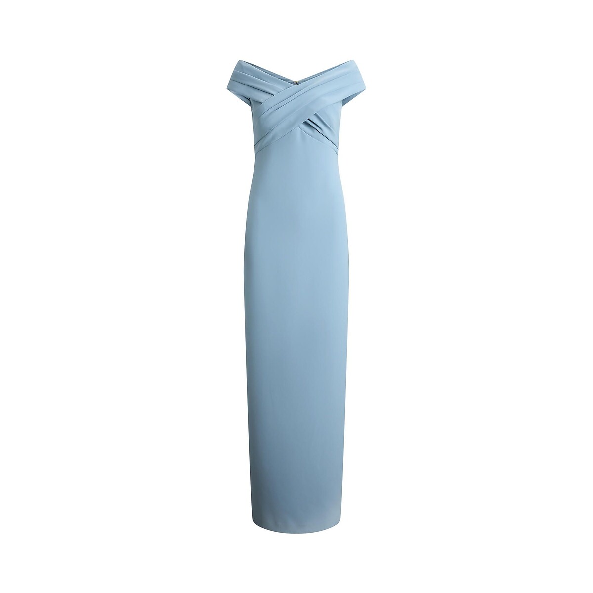 Maxi Dress with Short Sleeves and Crossover Neck light blue, LAUREN RALPH LAUREN