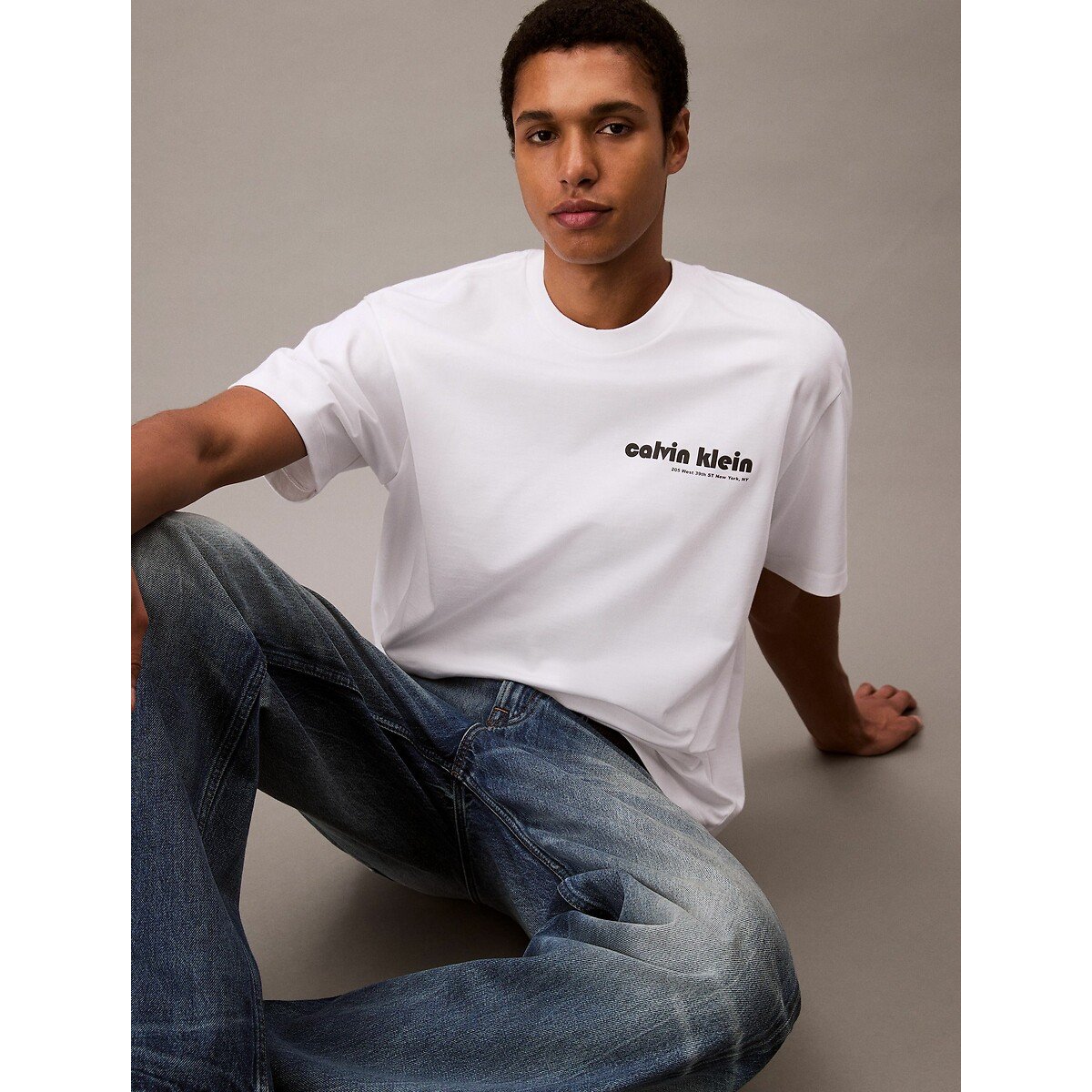 T-shirt maniche corte logo bianco, CALVIN KLEIN JEANS