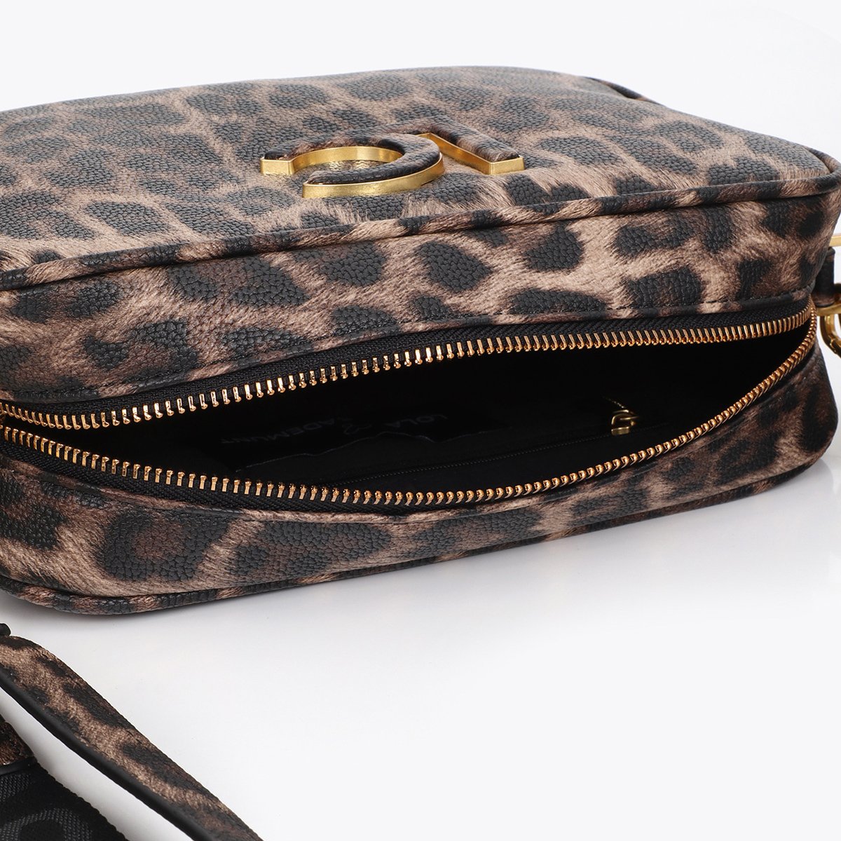 Sac à bandoulière imprimé léopard à logo métallique léopard, LOLA CASADEMUNT