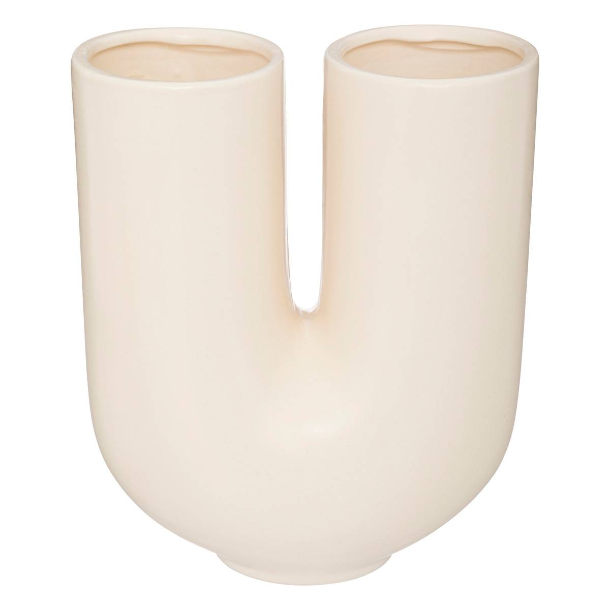 Vase à double goulot en céramique RIVI blanc chaud, ATMOSPHERA