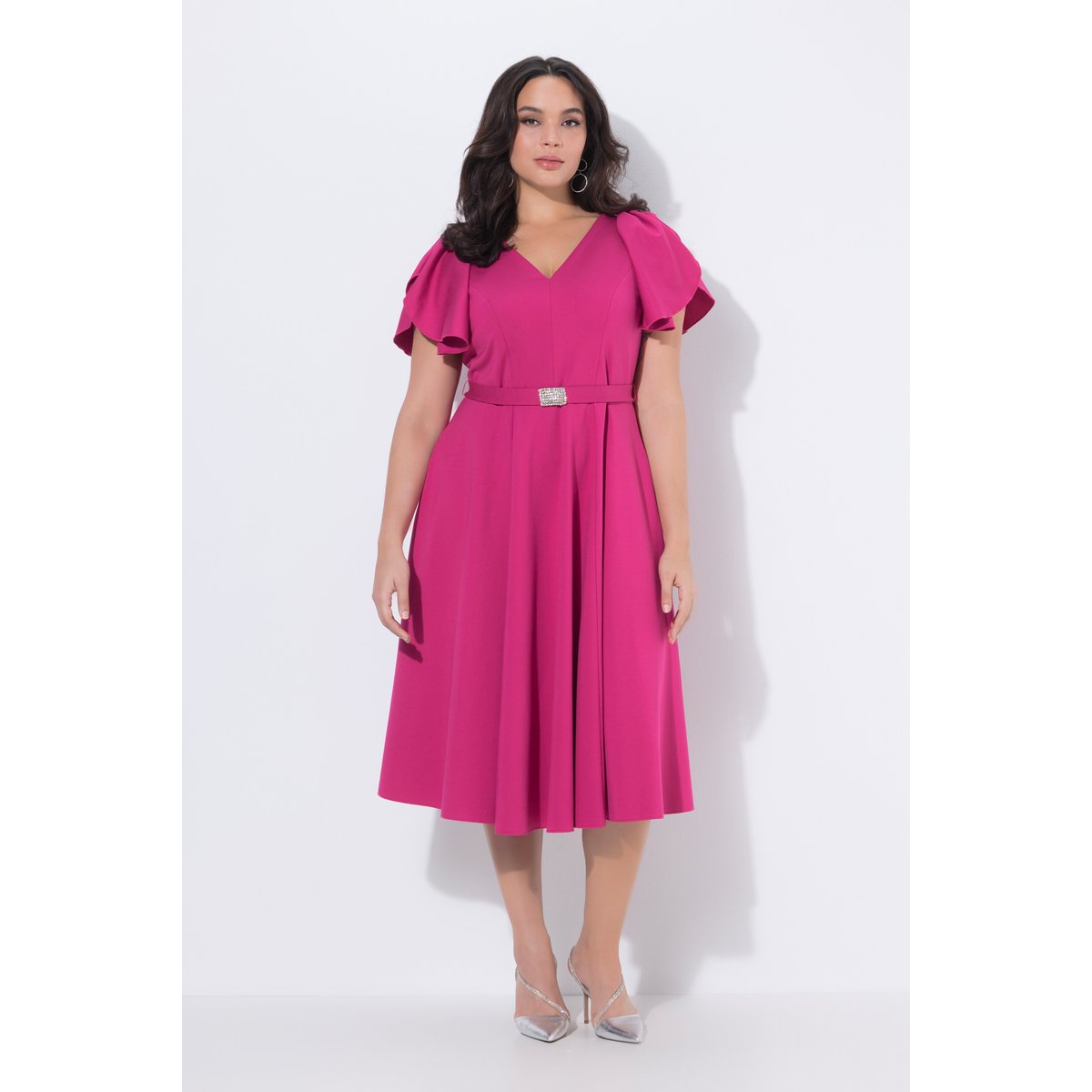 Robe de soirée longueur midi magenta, ULLA POPKEN