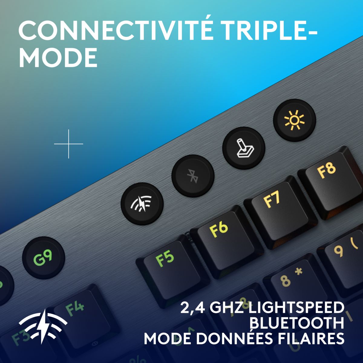 Clavier gamer sans fil G915 X Lightspeed Clicky Noir couleur unique, LOGITECH