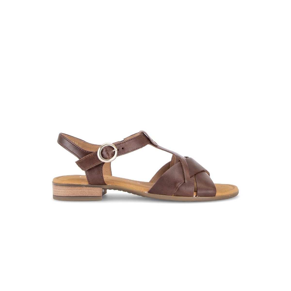Sandales en cuir à talon décroché marron, GABOR