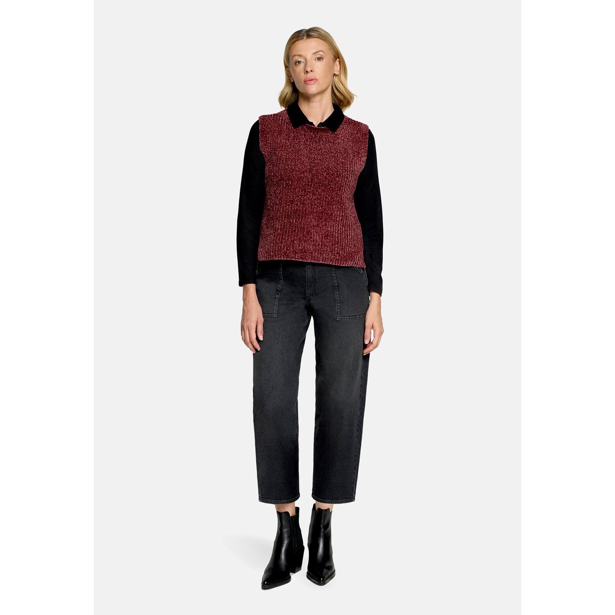 Pull-over en maille sans manches fall burgundy, BETTY & CO