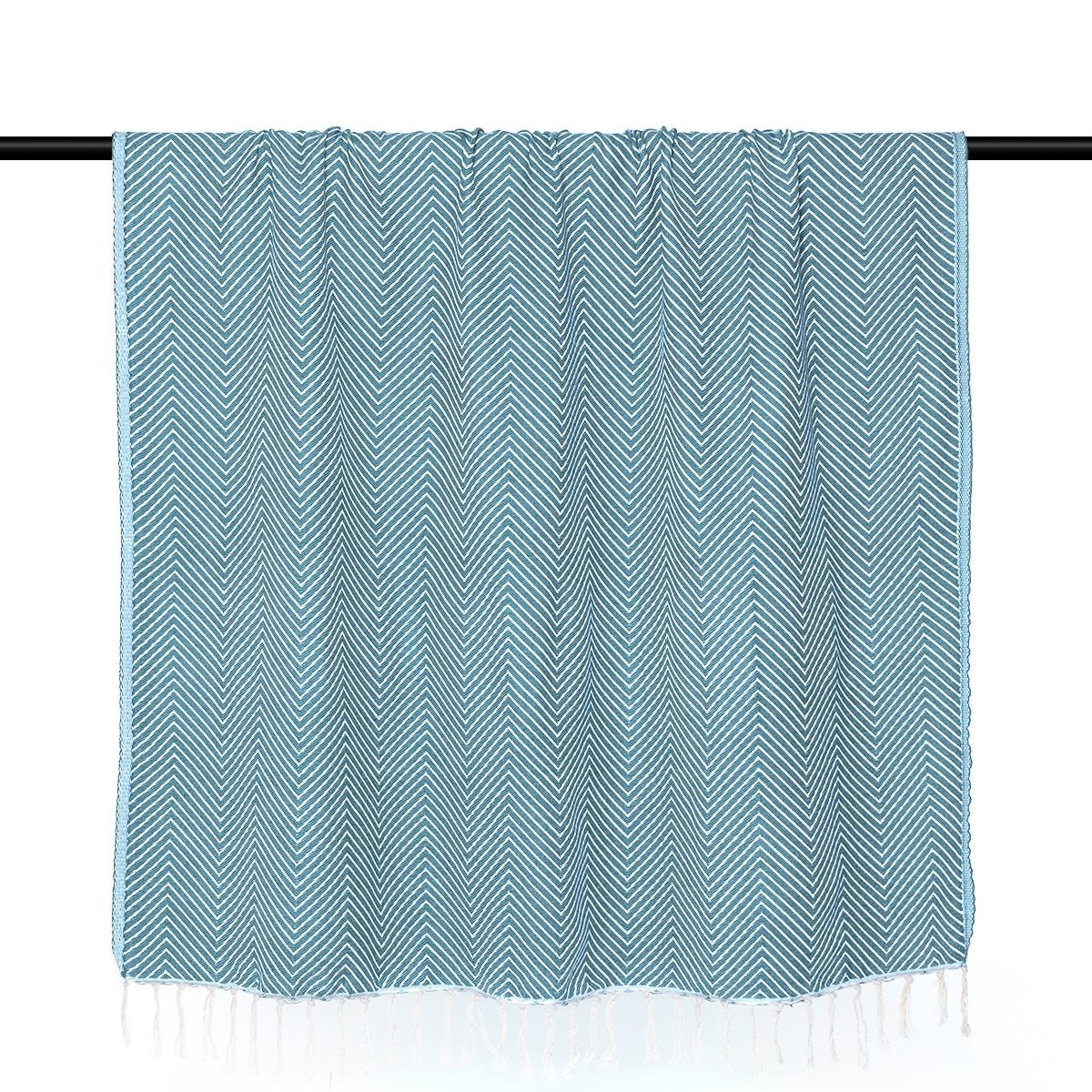Plaid coton AMSTERDAM bleu pétrole, FEBRONIE