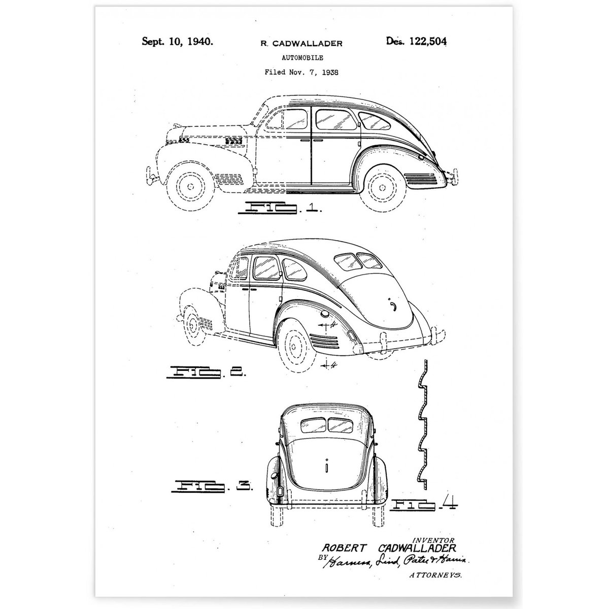 Affiche Brevet Voiture blanc, L'AFFICHERIE