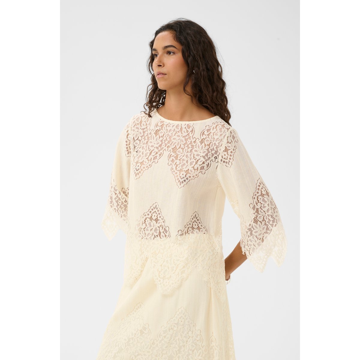 Blouse à manches longues blanc turtledove, SOAKED IN LUXURY