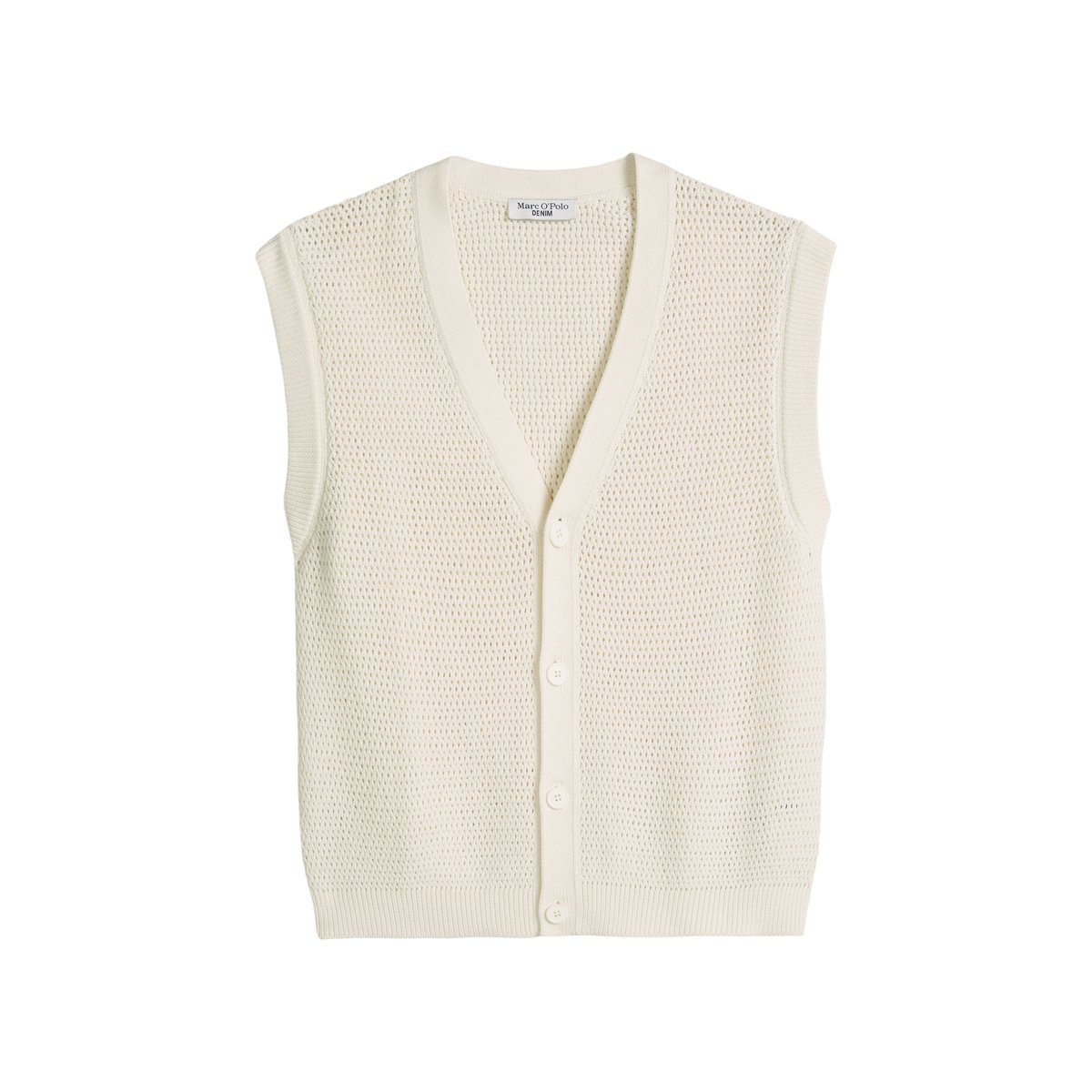 Cardigan sans manches DfC relaxed avec une structure ajourée et aérée blanc, MARC O’POLO DENIM