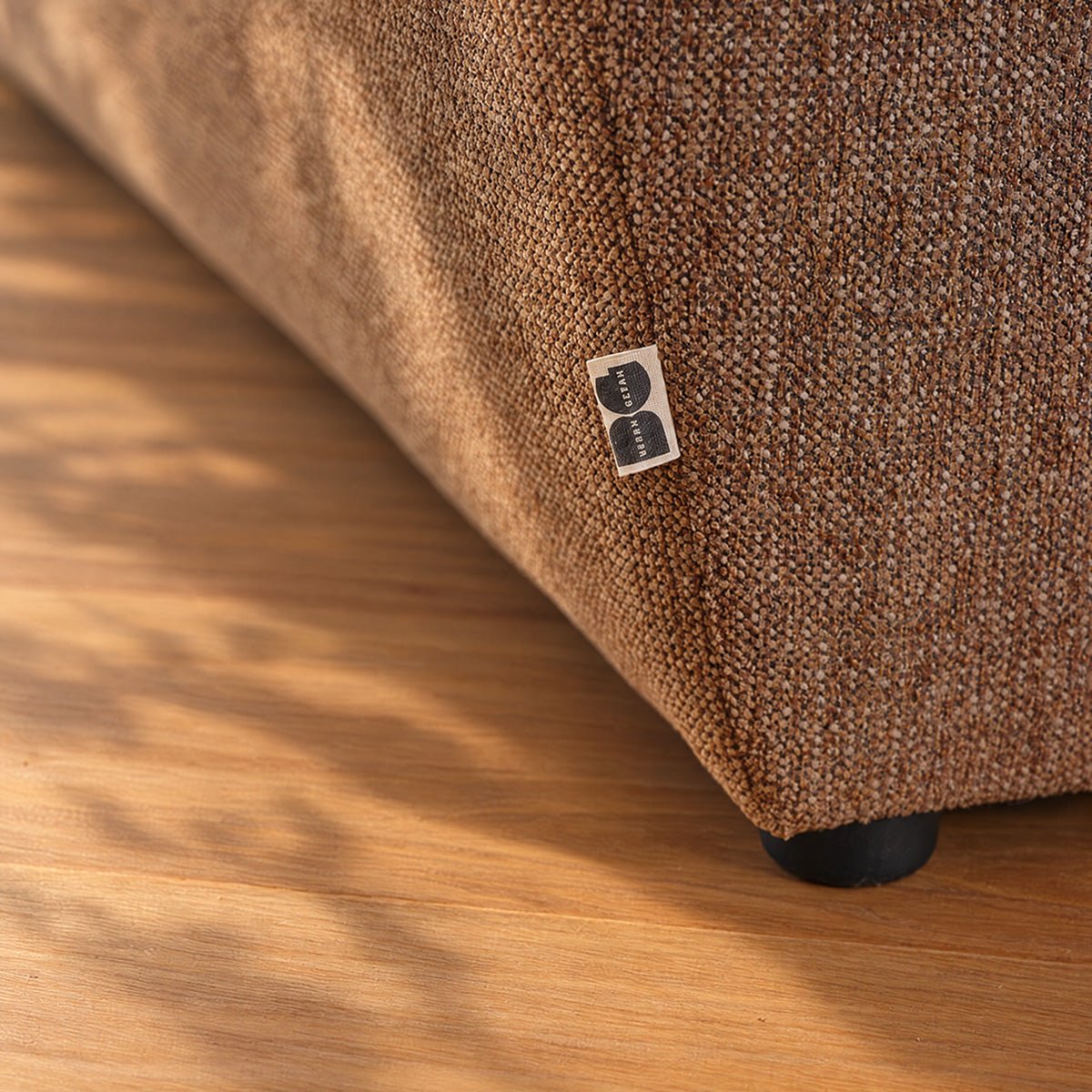 Canapé modulable angle gauche 3 places en tissu texturé LEOPOLD marron clair chiné, BERAH GETAH