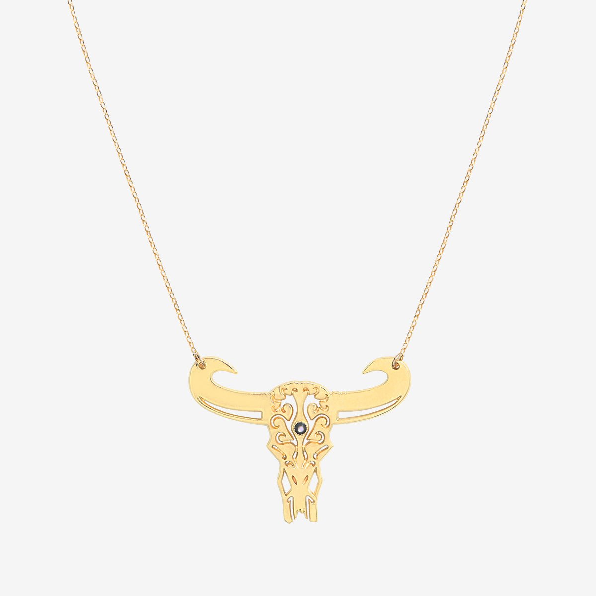 Collier doré buffle petit modele nacre grise - tatoo gris, CAROLINE NAJMAN