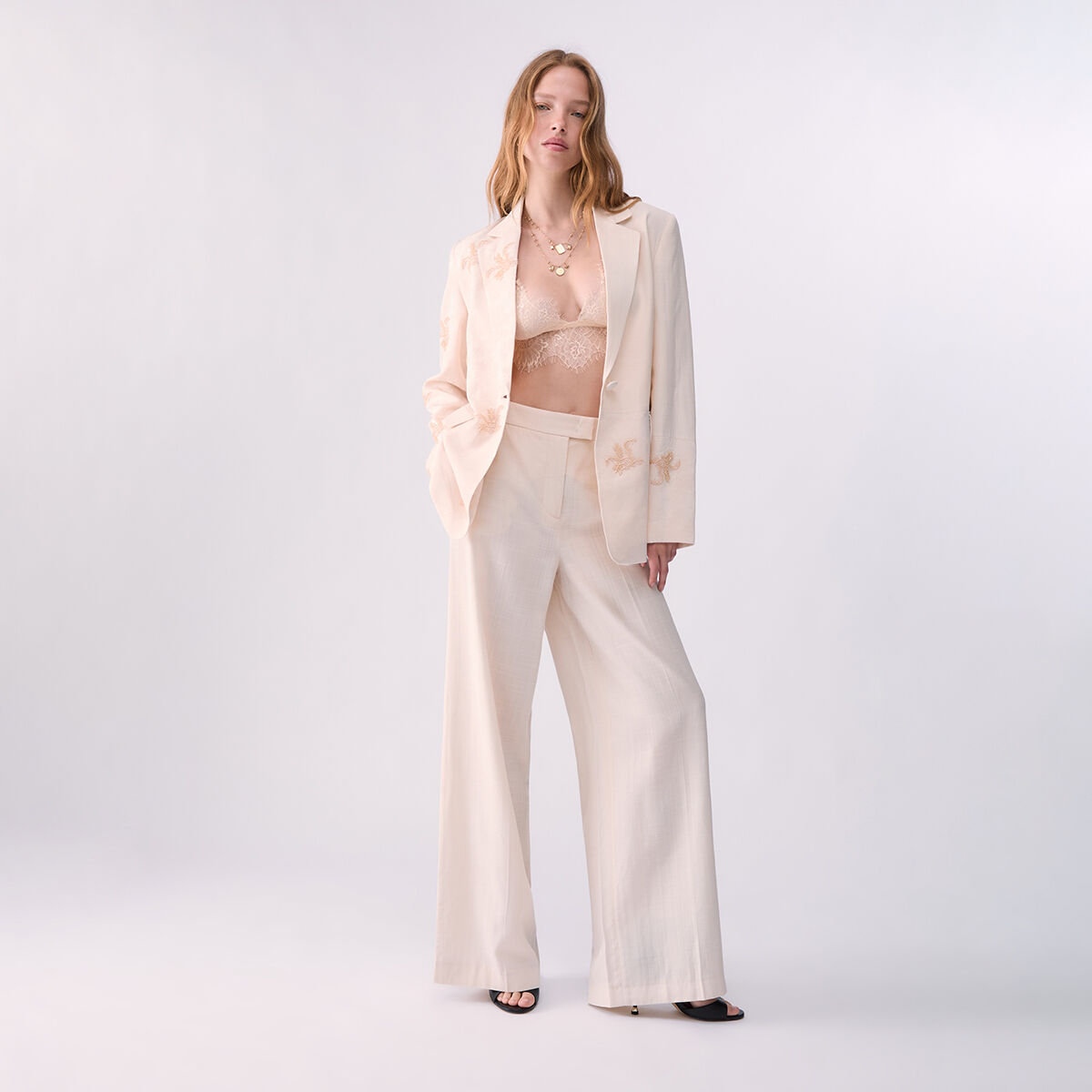 Veste avec broderie bijou crème, LIU JO