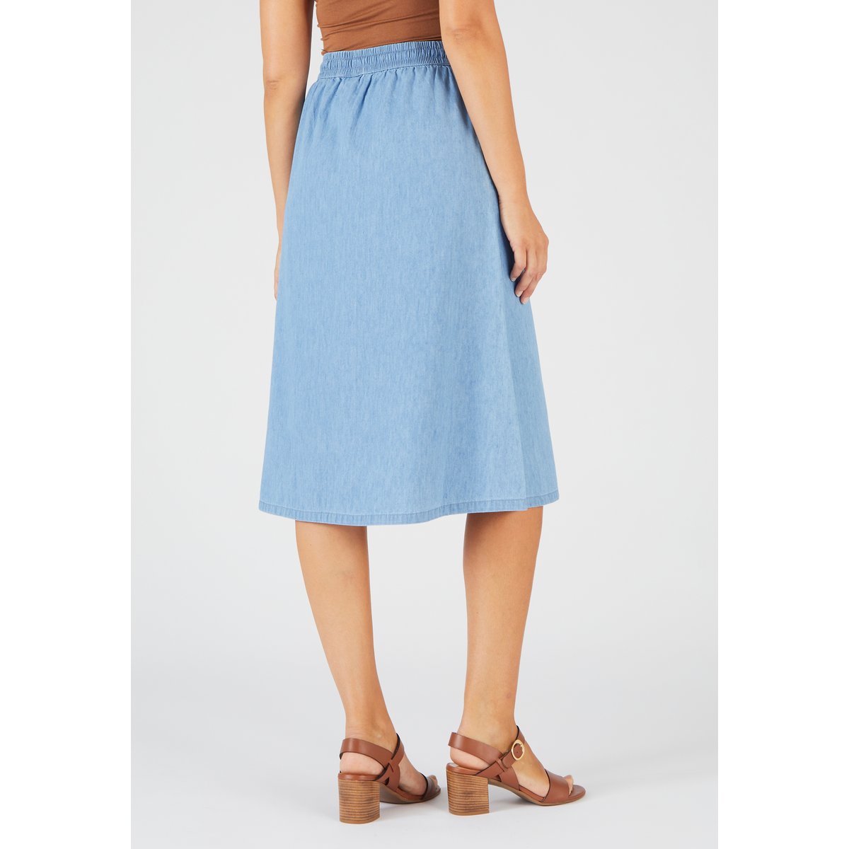Jupe tissu chambray bleu denim pastel, DAMART