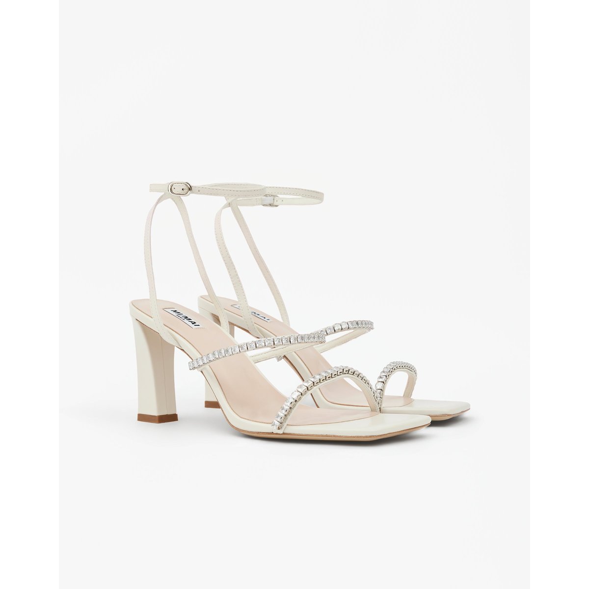 Sandales à bout carré et strass NIDAL blanc, MI MAI