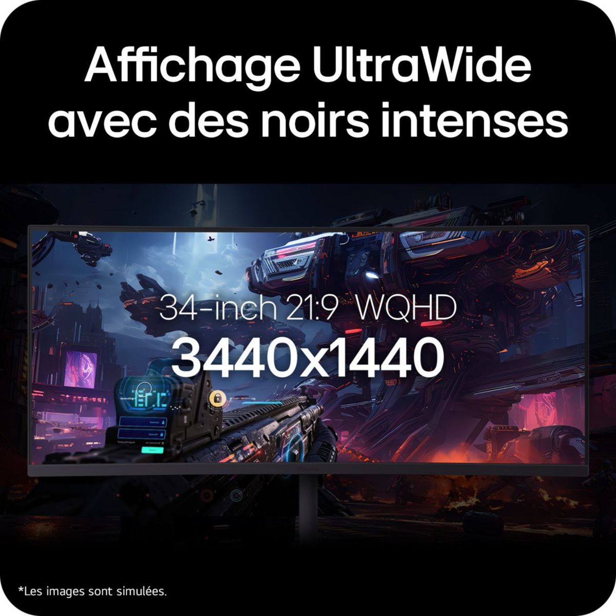 Ecran PC Gamer 34G630A 34" Incurvé UWQHD 240Hz VA HDR10 AMD FreeSync & G-Sync couleur unique, LG