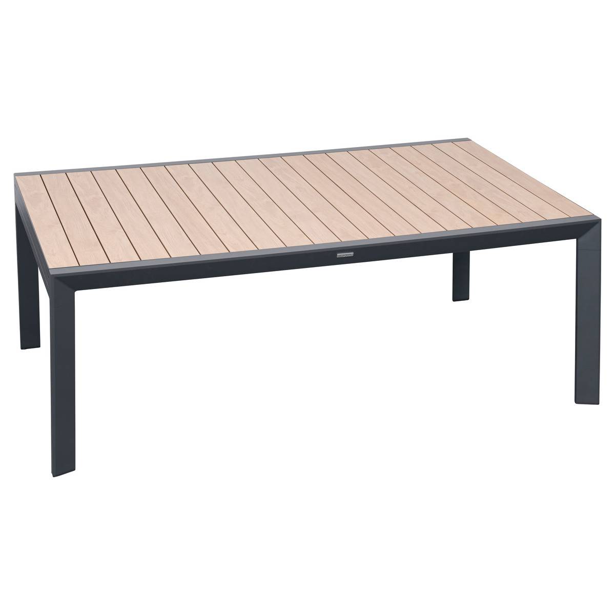 Table de jardin extensible 12 places en aluminium effet bois ÉVASION miel, HESPERIDE