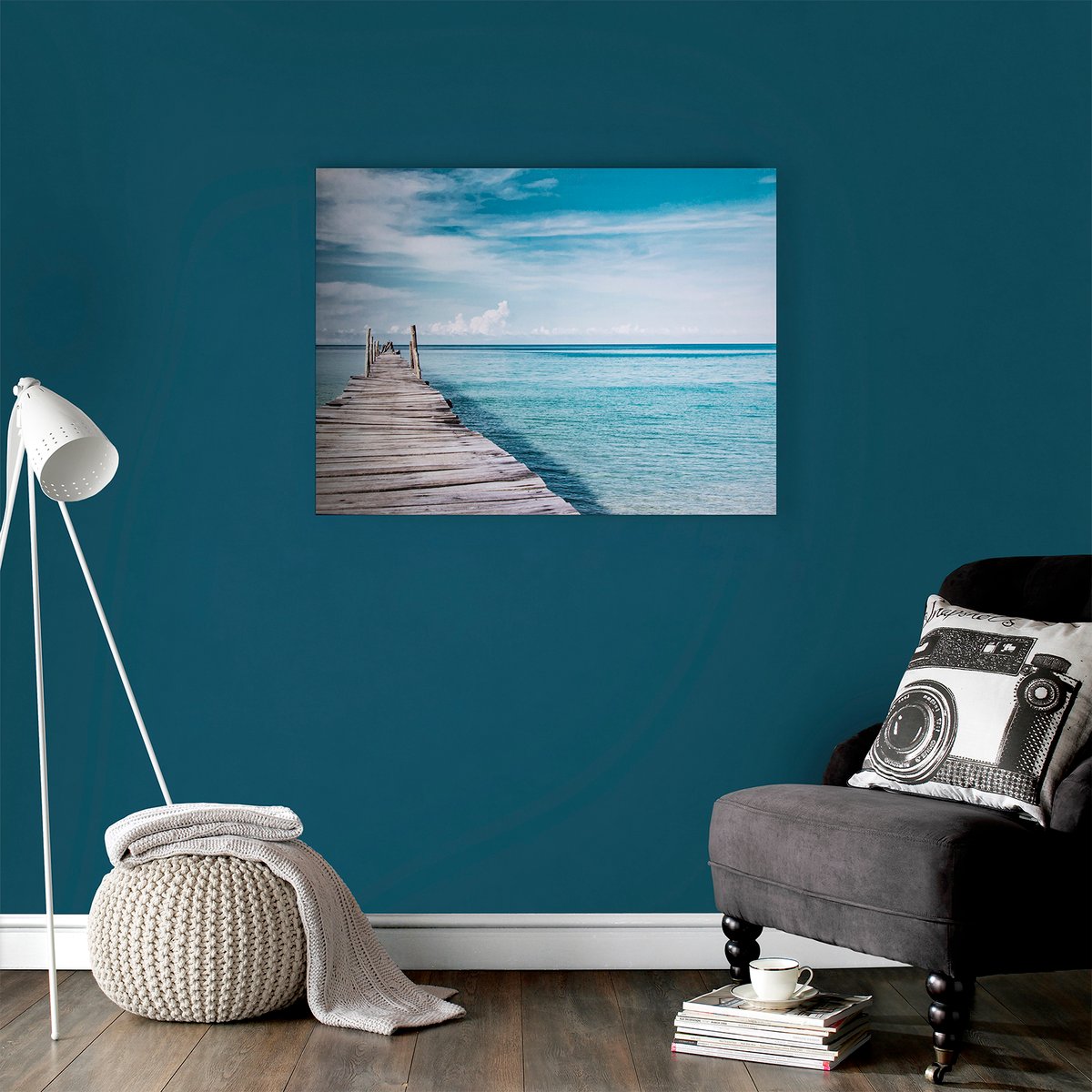 Toile Imprimée Ponton Sur La Mer bleu, gris, ART FOR THE HOME