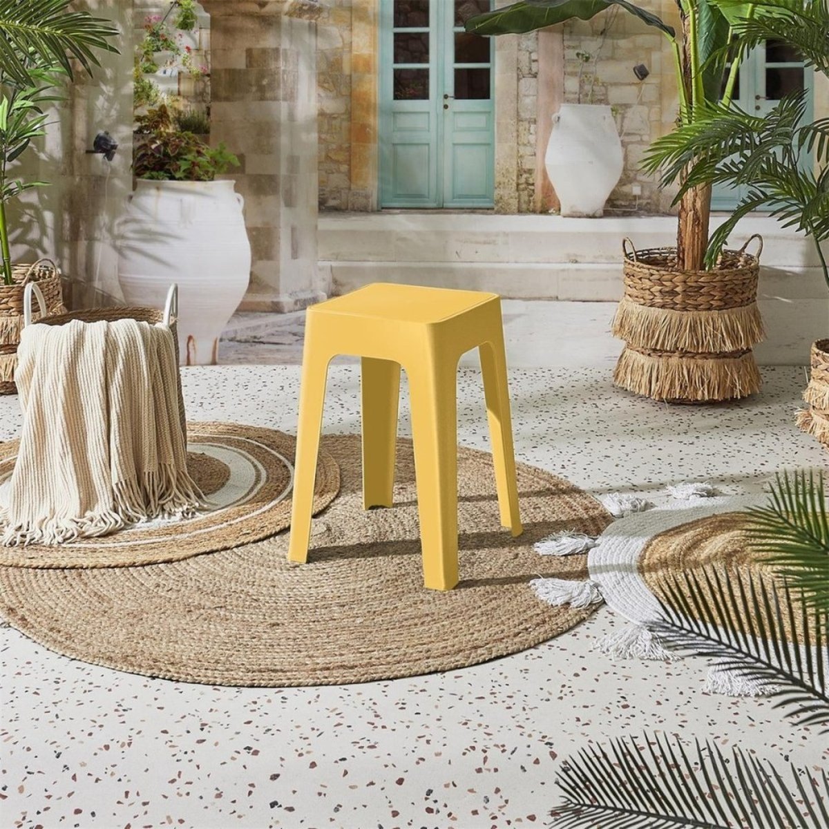 Tabouret Empilable Coloris Jaune jaune, DECORATIE