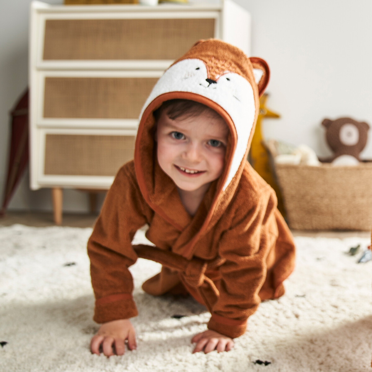 Peignoir bébé et enfant à capuche coton bio, Serge caramel, LA REDOUTE INTERIEURS