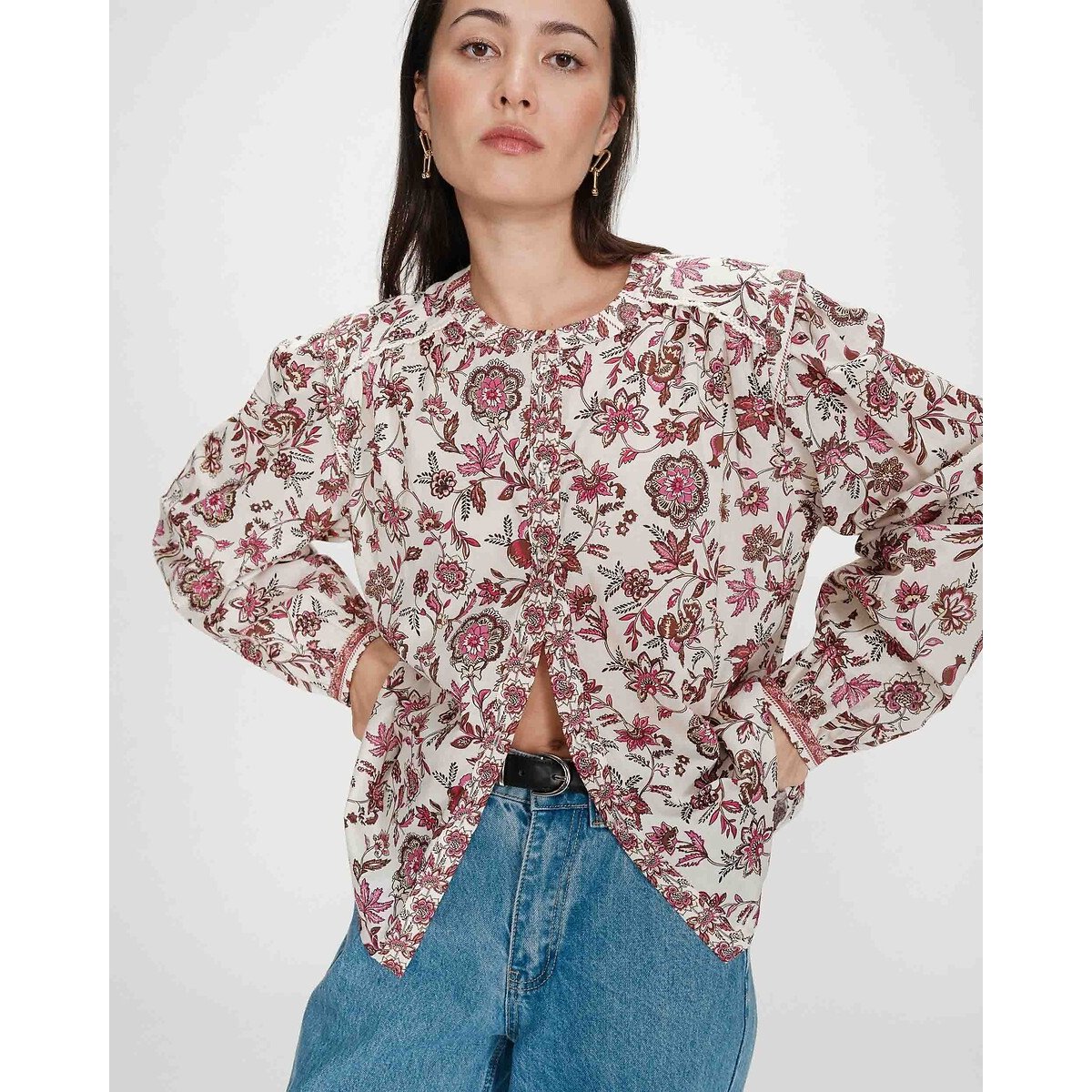 Blouse imprimée, manches longues, VALENCIA imprimé fleuri, GRACE & MILA
