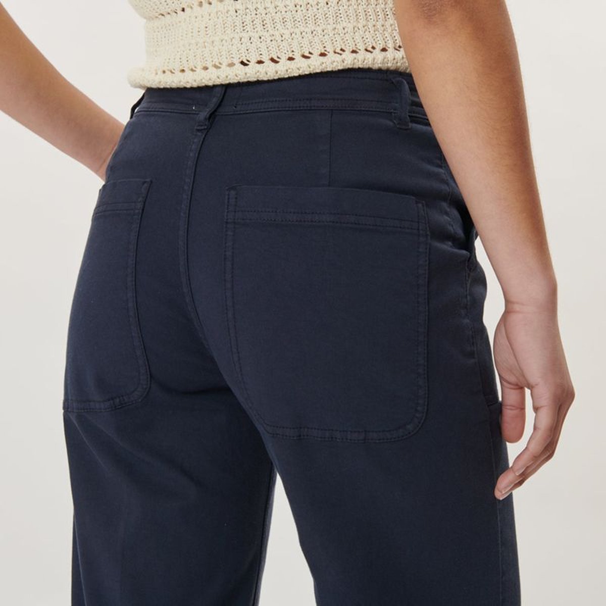 PANTALON DROIT LARGE TAILLE HAUTE UTILITY STRETCH marine, LABDIP
