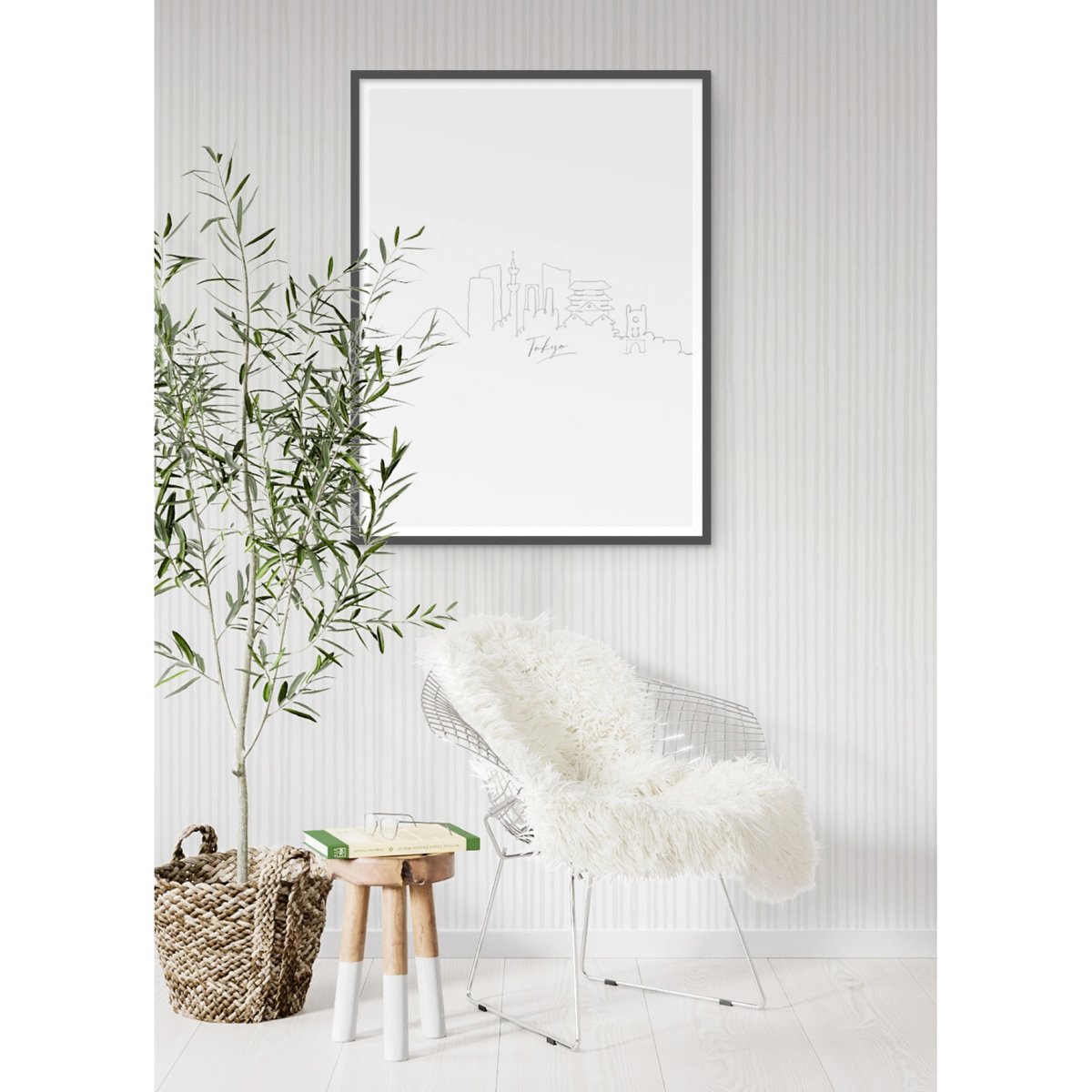 Affiche Line Art Tokyo blanc, L'AFFICHERIE