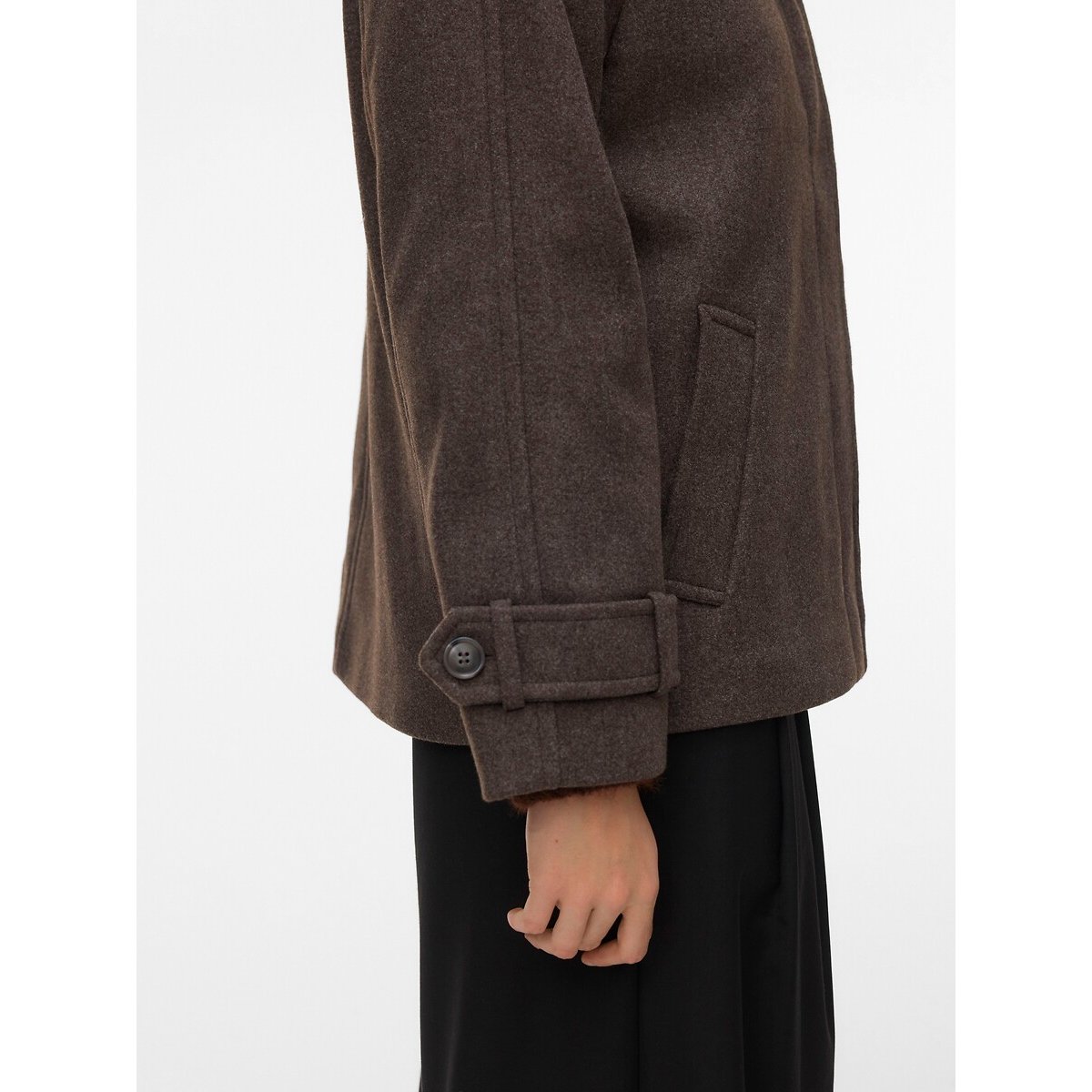 Cappotto collo a polo marrone scuro, VERO MODA