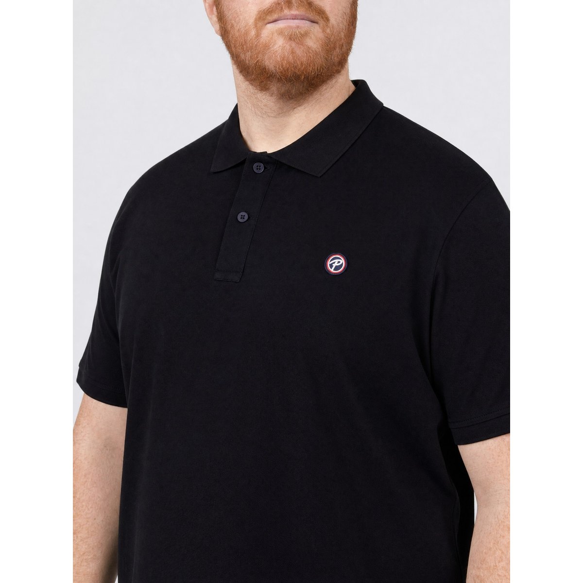 Polo grande taille en maille piquée en coton ironhouse noir black, PETROL INDUSTRIES