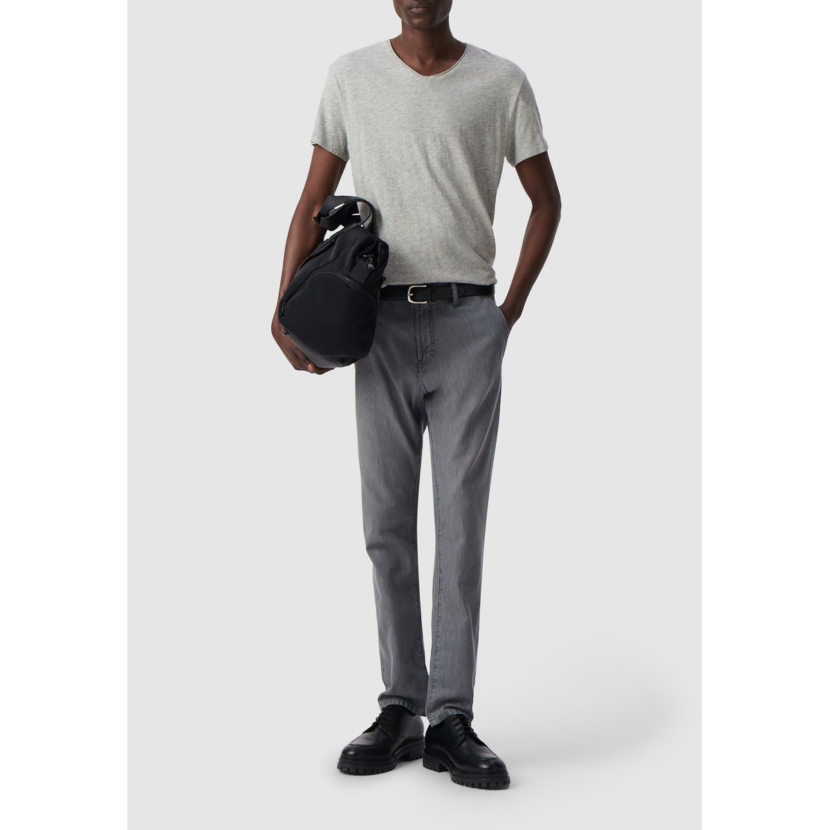 Tee-shirt col V L'Essentiel gris, IKKS