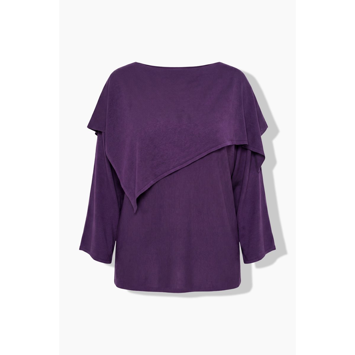 Pull esprit châle, coupe oversize prune foncé, ULLA POPKEN