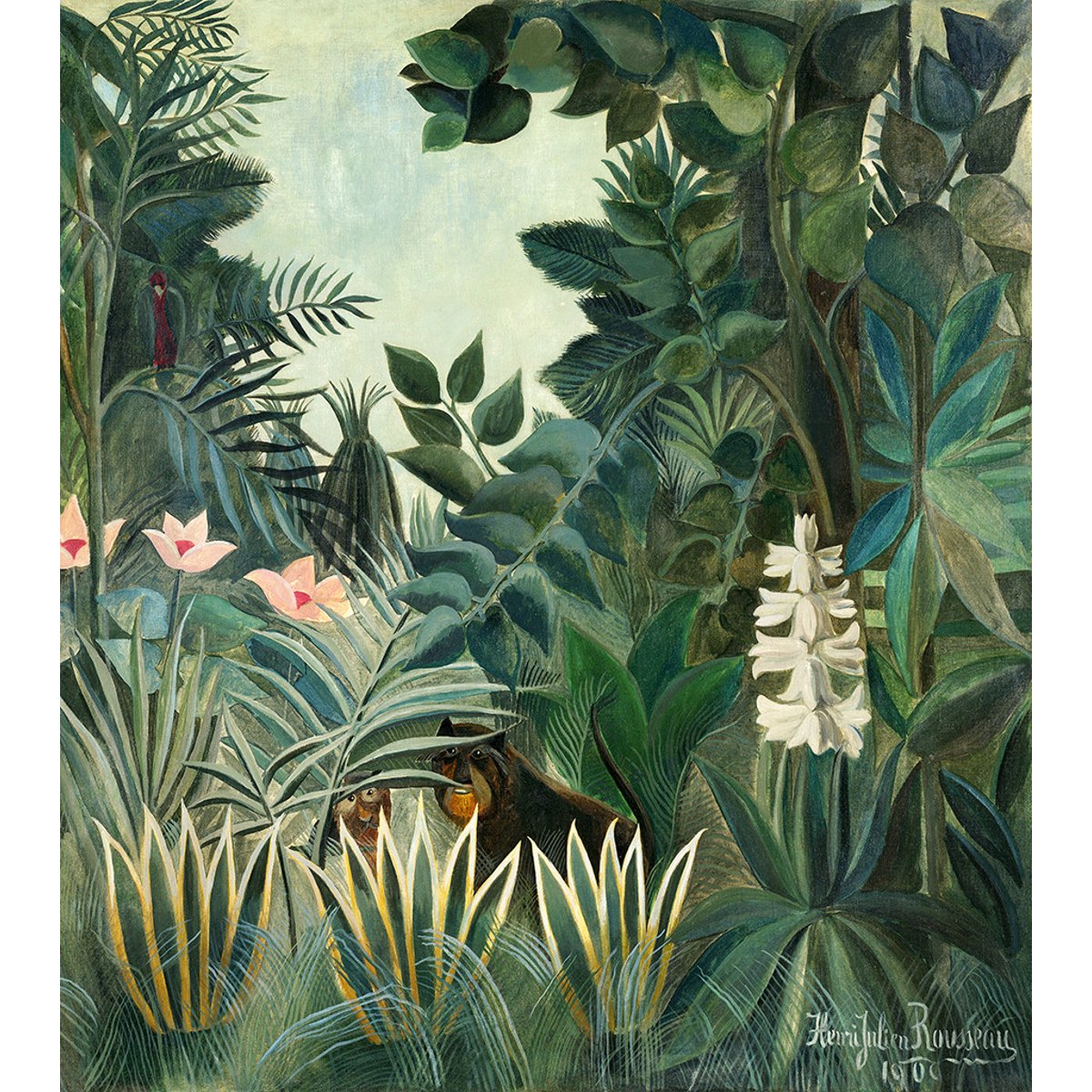 Papier peint panoramique EQUATORIAL JUNGLE (HJ ROUSSEAU) multicolore, LE PAPIERS DE NINON