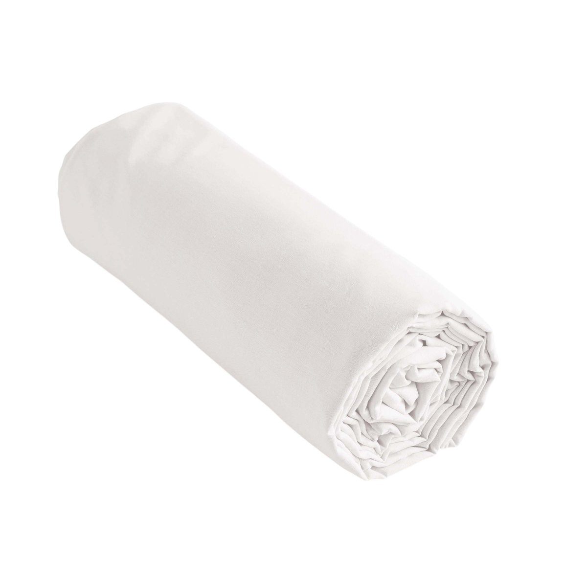 Drap Housse percale de coton Perrine blanc, EDEN