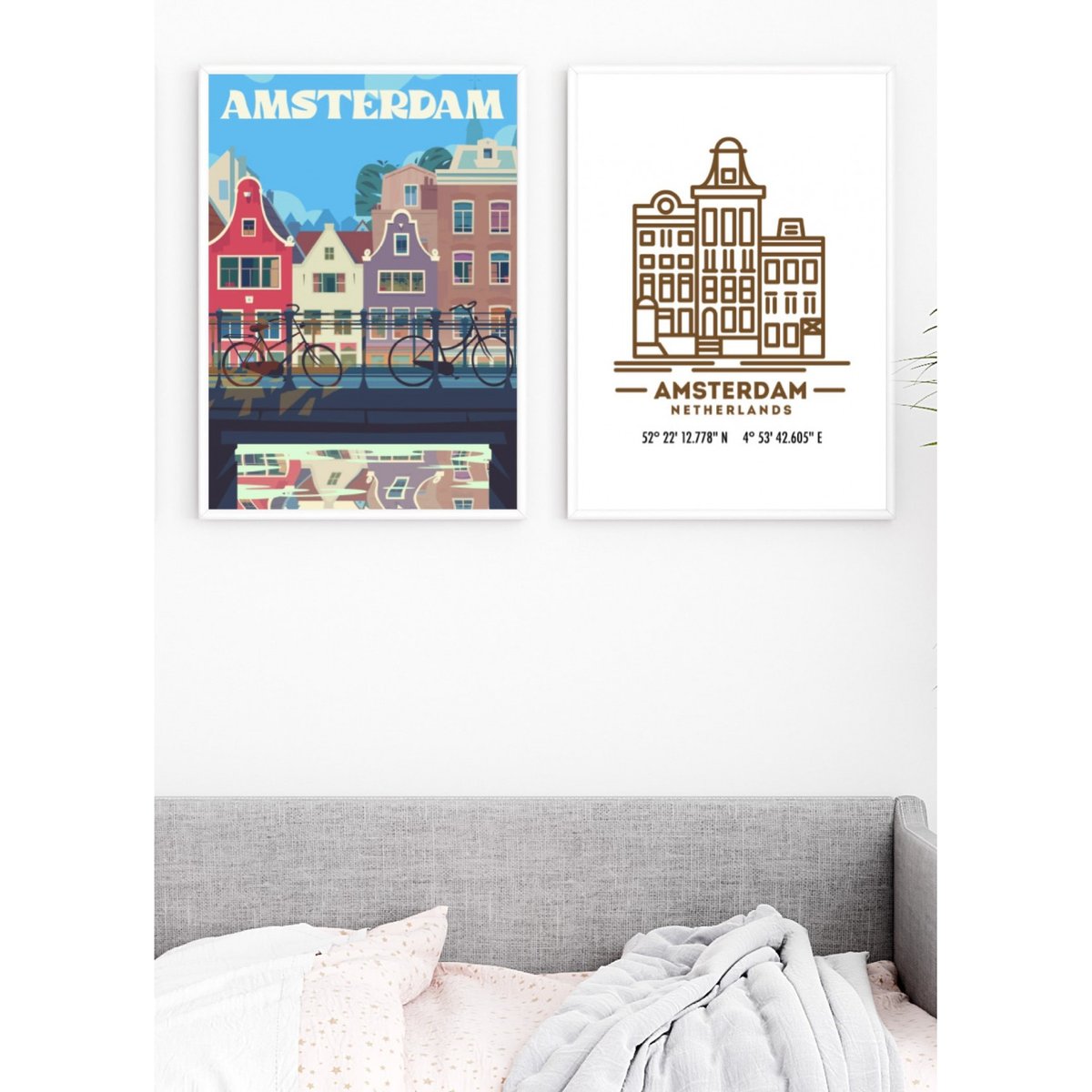 Affiche Amsterdam 2 blanc, L'AFFICHERIE