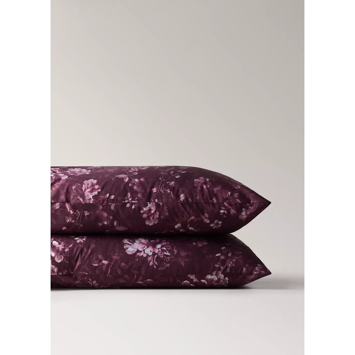 Taie d’oreiller 100 % coton floral 50 x 75 cm lie de vin, MANGO HOME