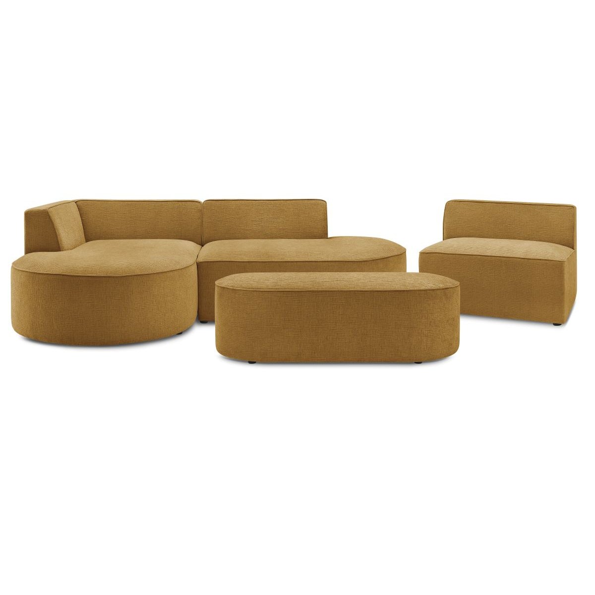 Canapé modulable 6 places en tissu texturé, ROUSSEAU jaune, BOBOCHIC