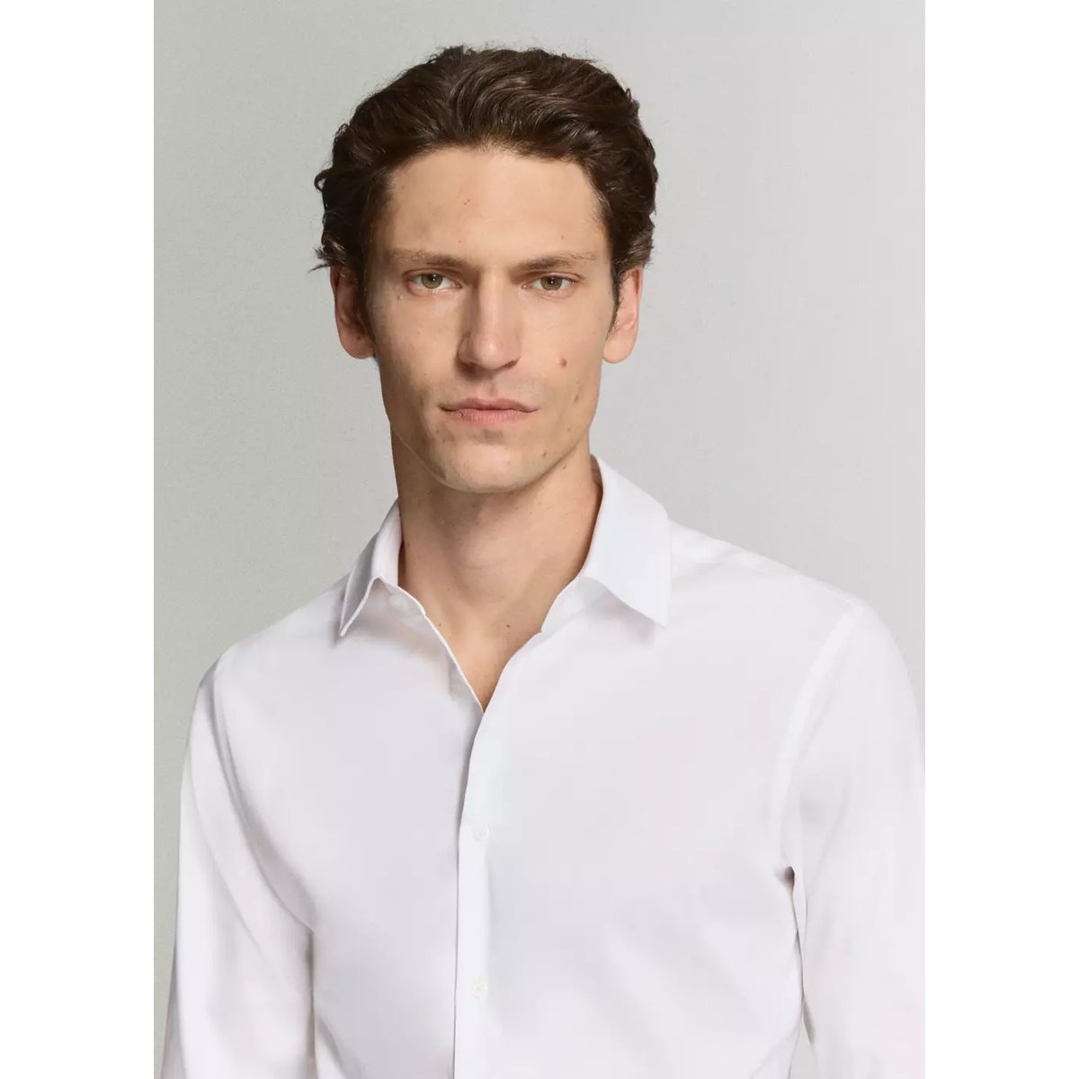 Chemise costume super slim fit coton stretch blanc, MANGO MAN