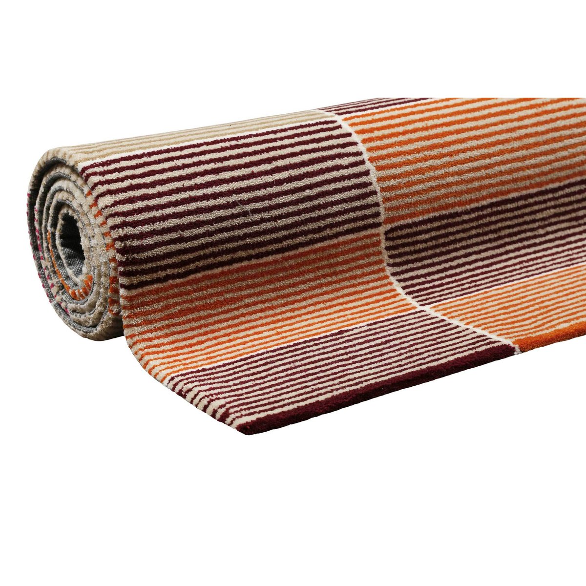 Tapis tufté avec motif rayures et damier ,  FIDA taupe, beige et baie, ESPRIT