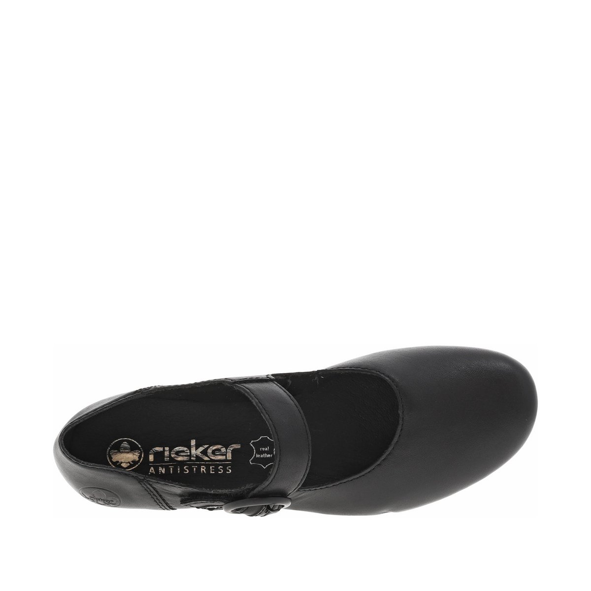 Escarpin cuir talon décroché bas noires, RIEKER