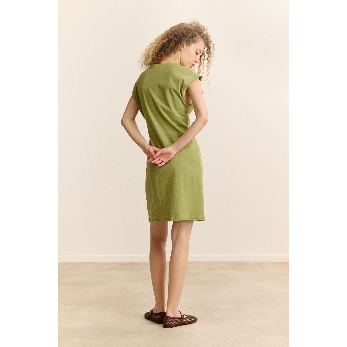 Robe courte en jersey VALENA kaki, GARANCE PARIS