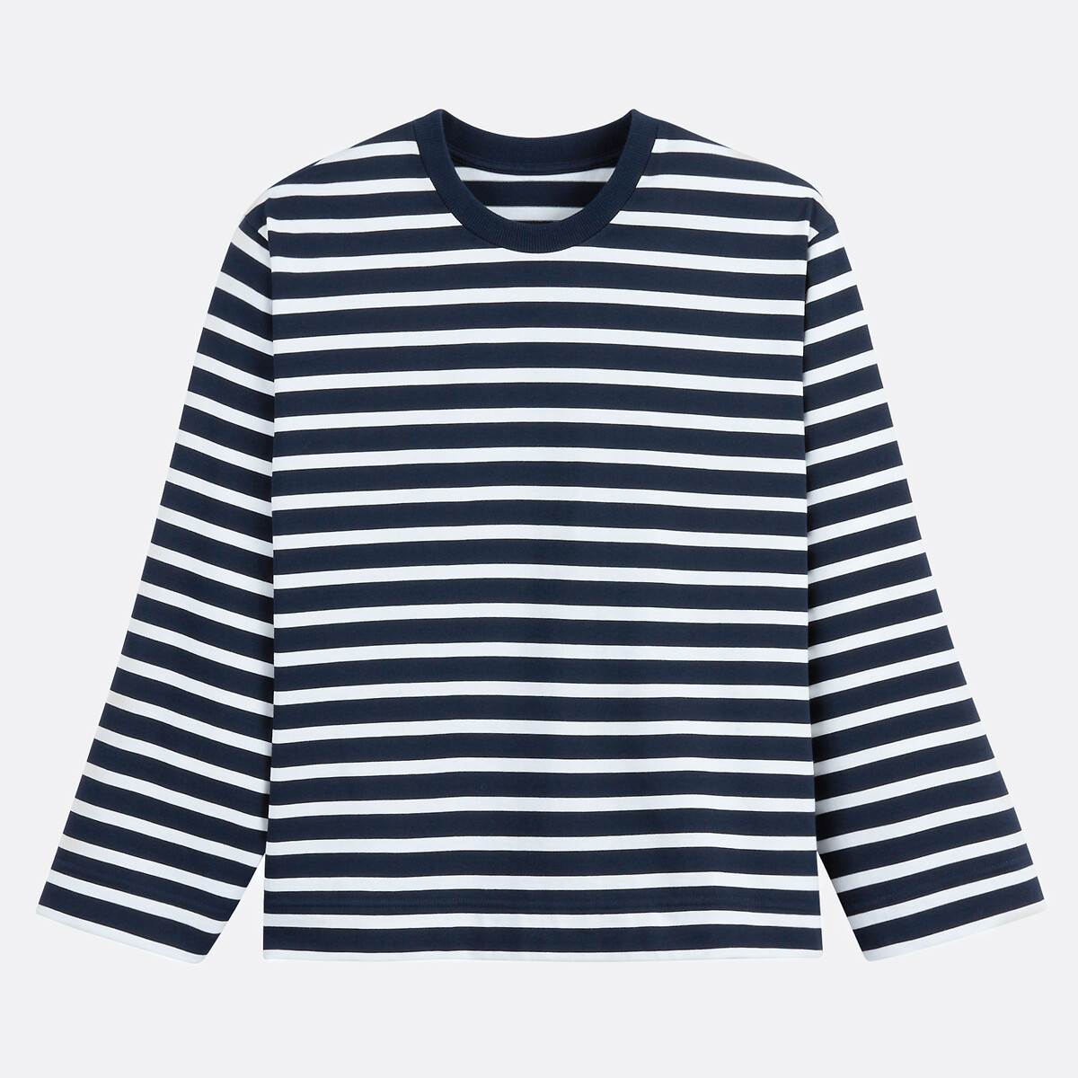 T-shirt rayé, col rond, manches longues rayé marine/écru, LA REDOUTE COLLECTIONS