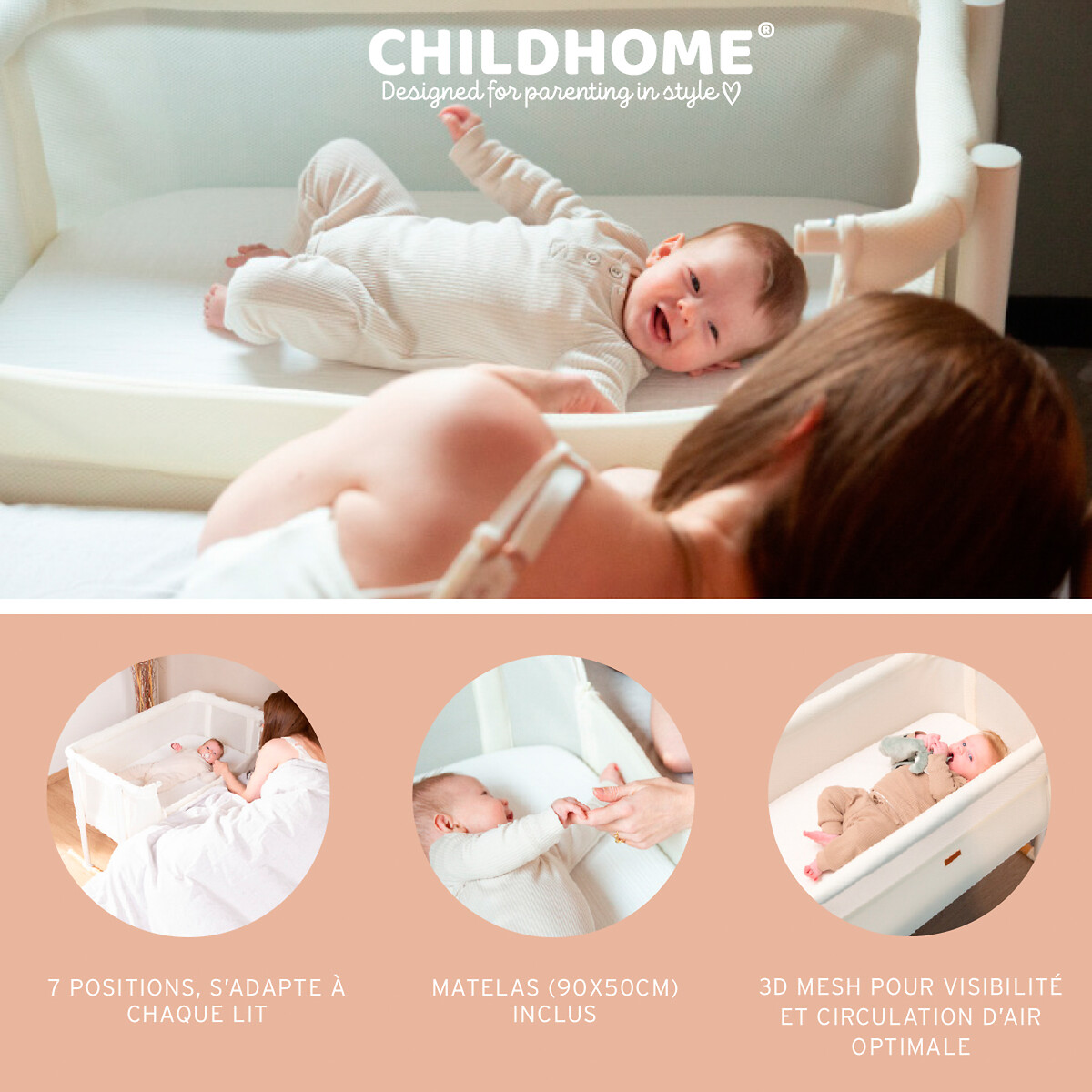 Berceau cododo bébé evolux EVOBSCNW blanc, CHILDHOME